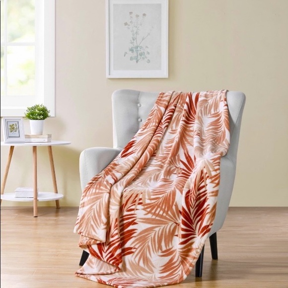 Tropical Oversized Blanket Soft & Cozy Fern Throw Plush Velvet Fleece 50x70 New - Picture 3 of 14